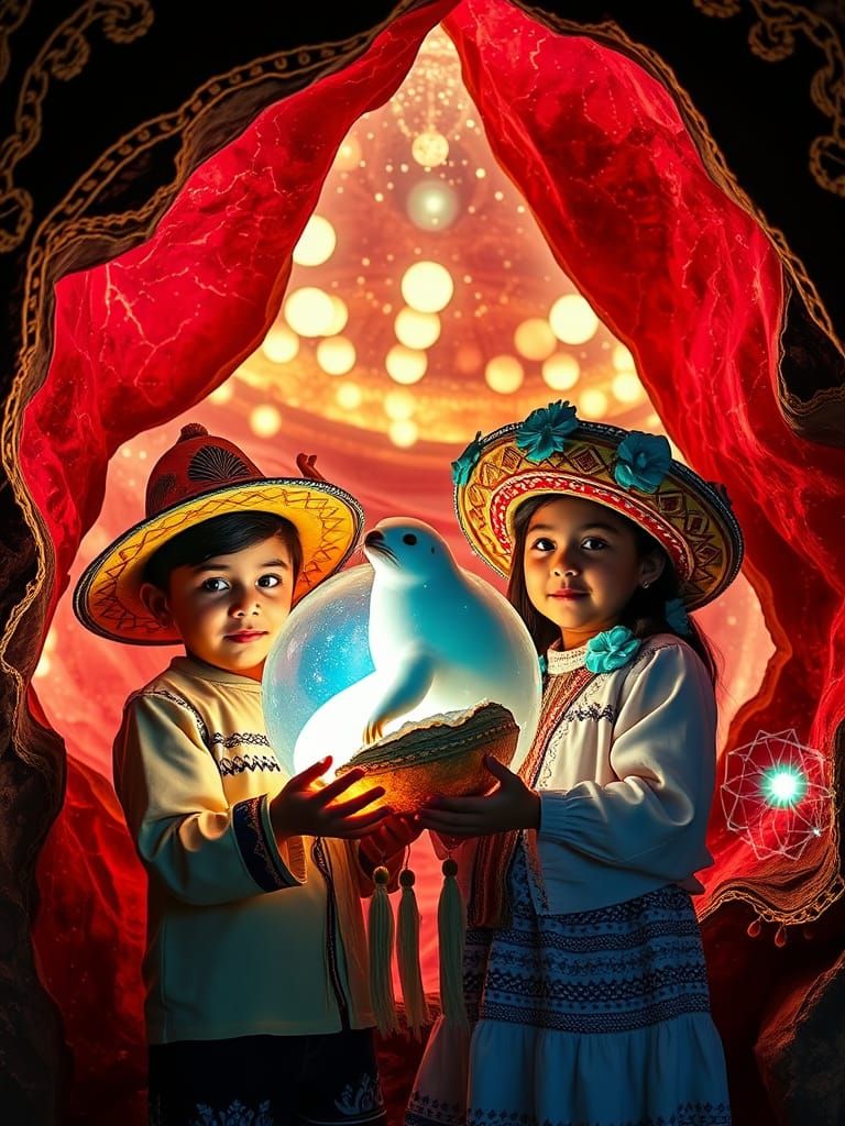 Celestial Ruby Geode Cave with Children