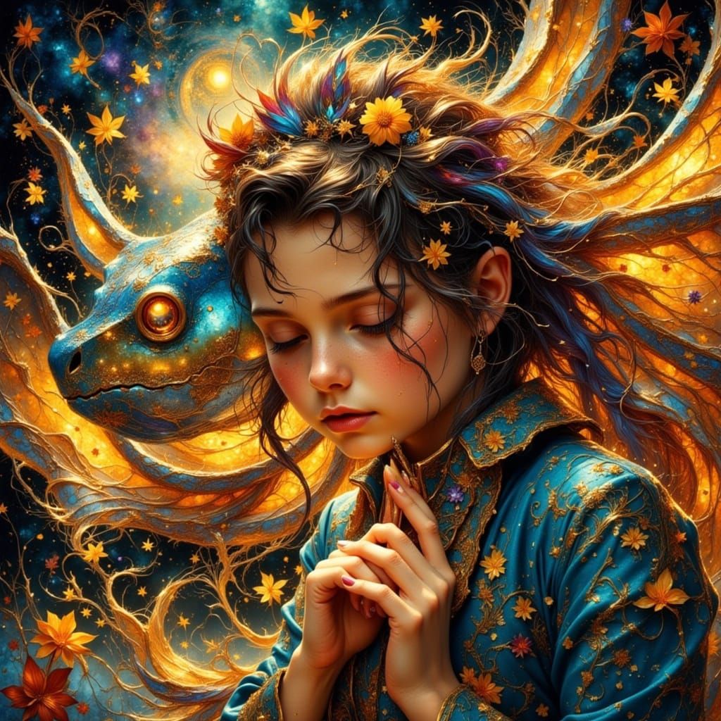 Abstract Celebration with Ethereal Fantasy Ink Style