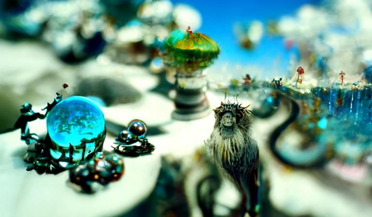 Surreal Wonderland Landscape with Monkeys, Digital Art