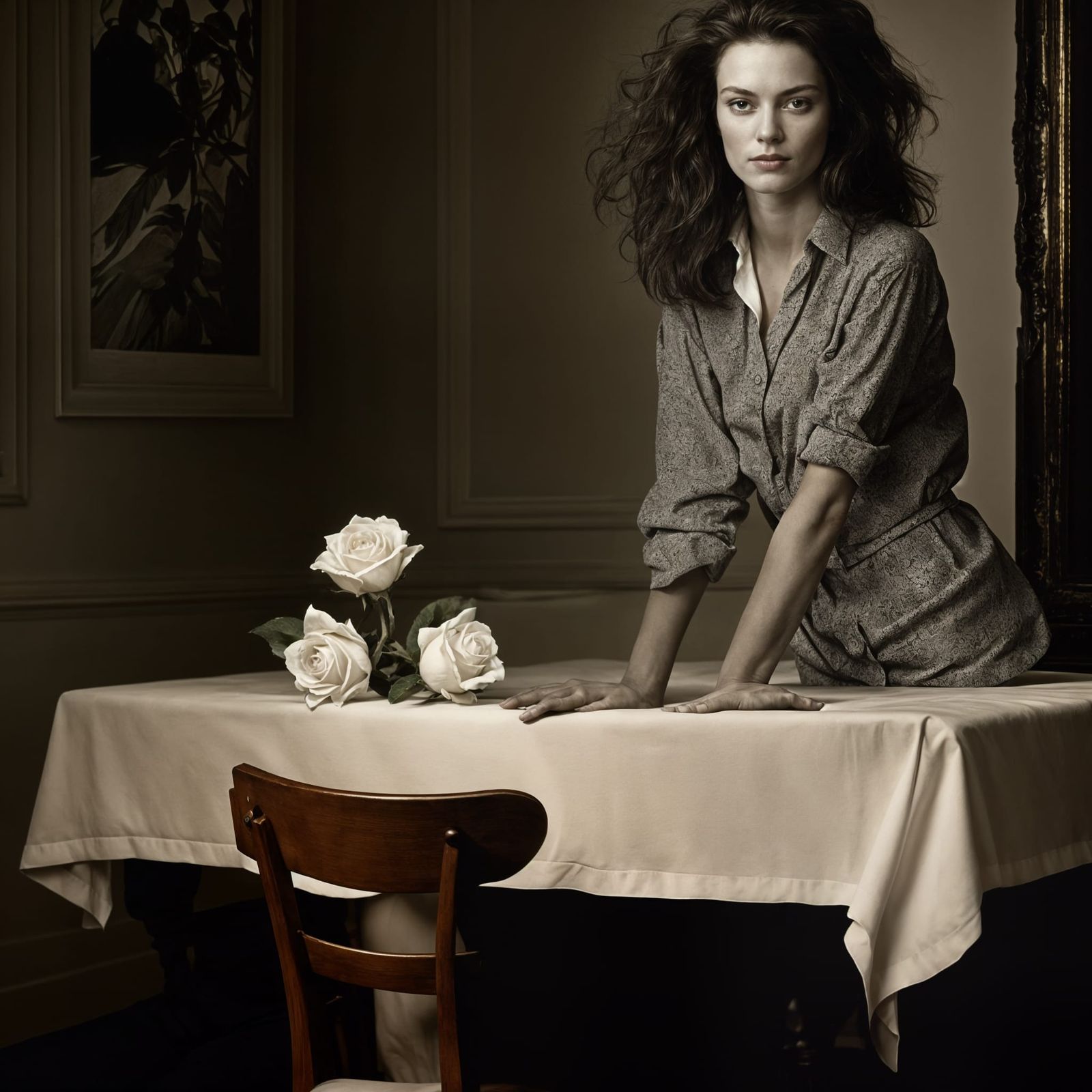 Woman Smelling Rose: Photorealistic Photography