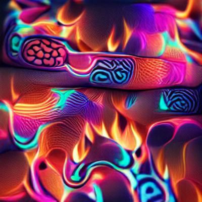 Psychedelic Neon Fire Pattern Art