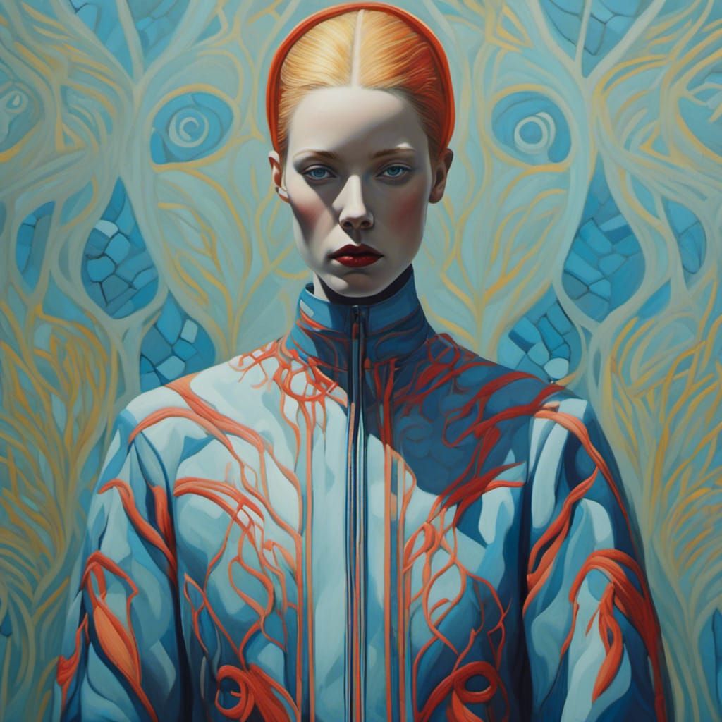 Hyperrealistic Portrait of Fashion Designer in Sci-Fi Style