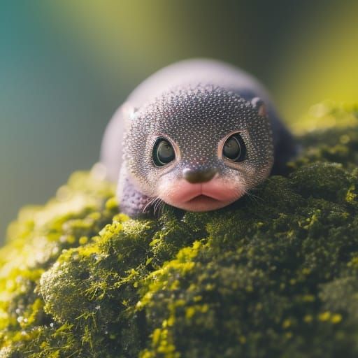 Hyper Realistic Baby Otter in Teacup, Detailed Digital Art