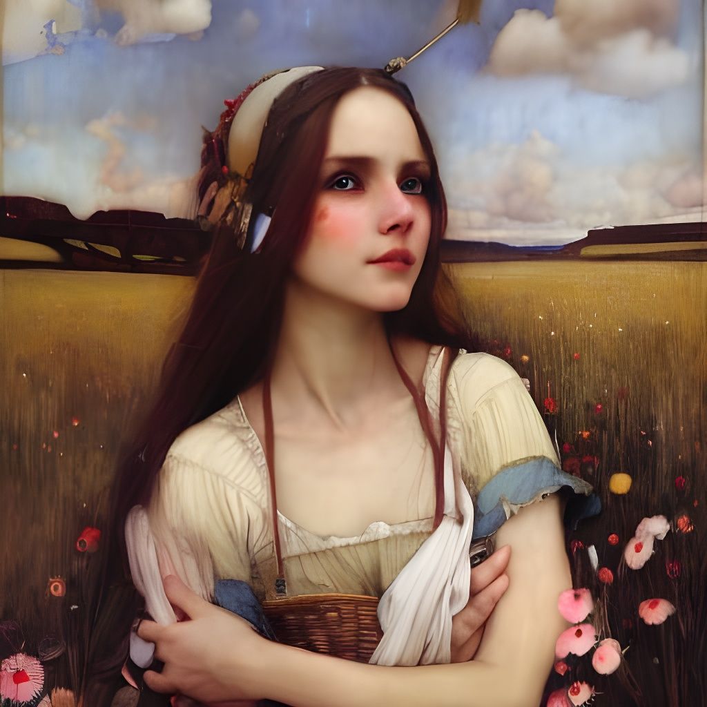 Beautiful Peasant Girl Portrait in Rural Setting