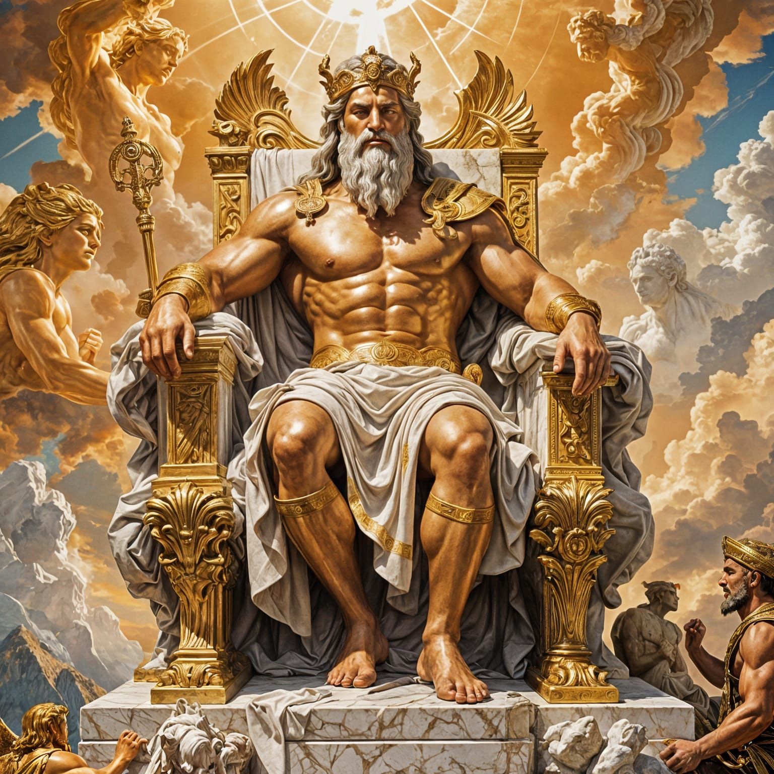 Zeus on His Throne Atop Mount Olympus