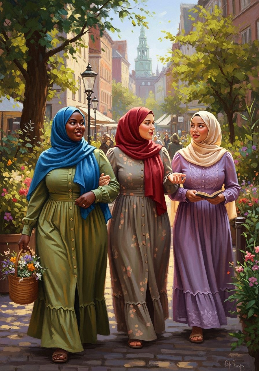 Danish Women in Copenhagen, as Oil Painting