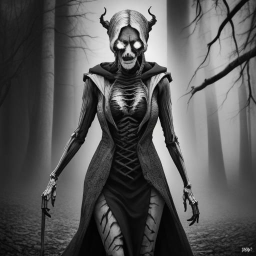 Gothic Wraith Portrait in Charcoal Style