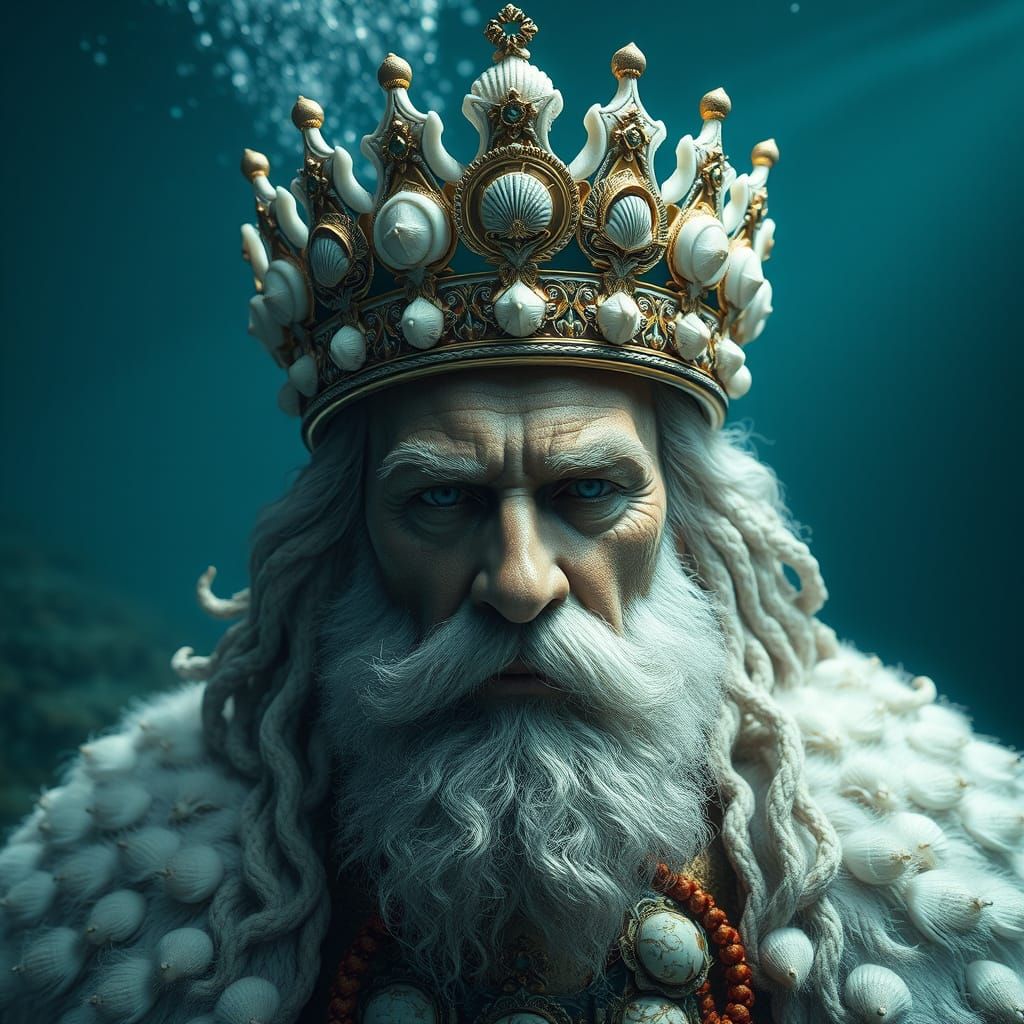 Underwater King with Iridescent Seashell Crown