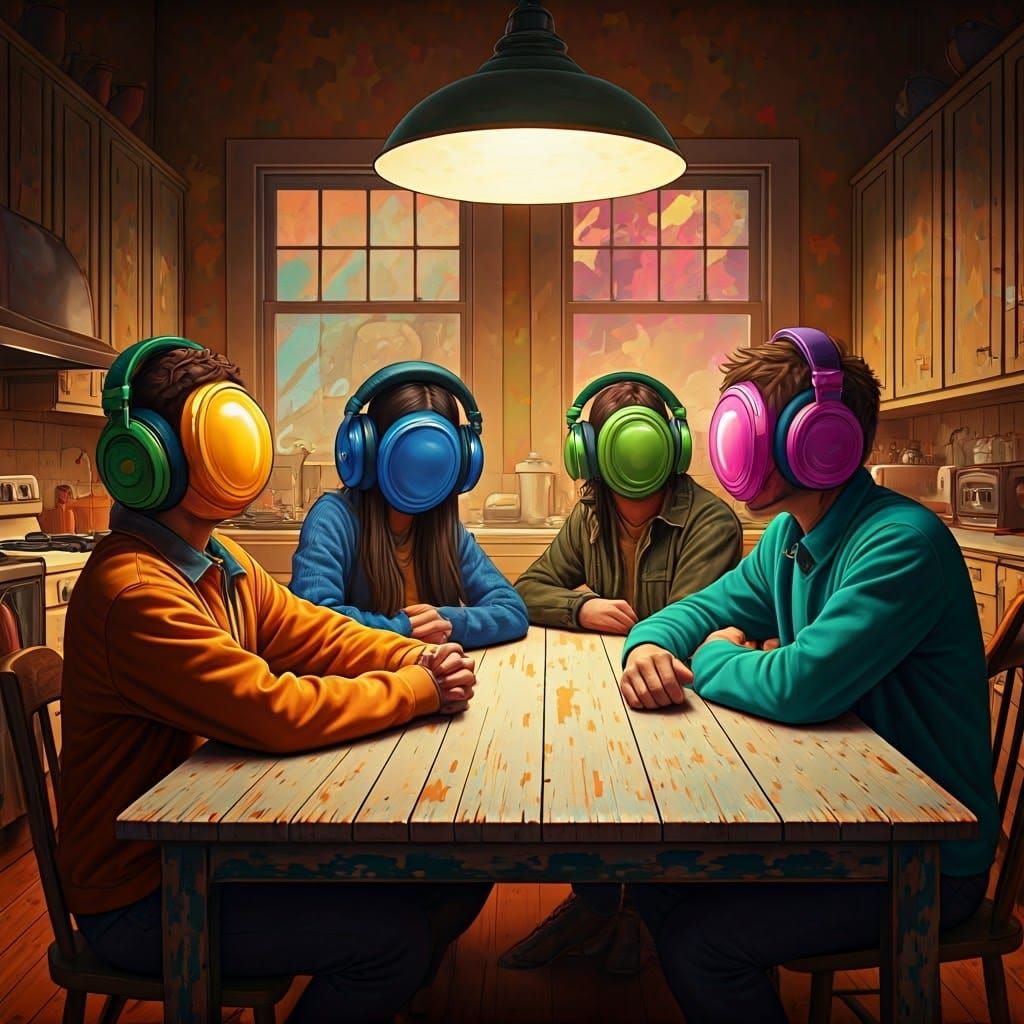 Laughing Melancholy in a Colorful Kitchen Scene