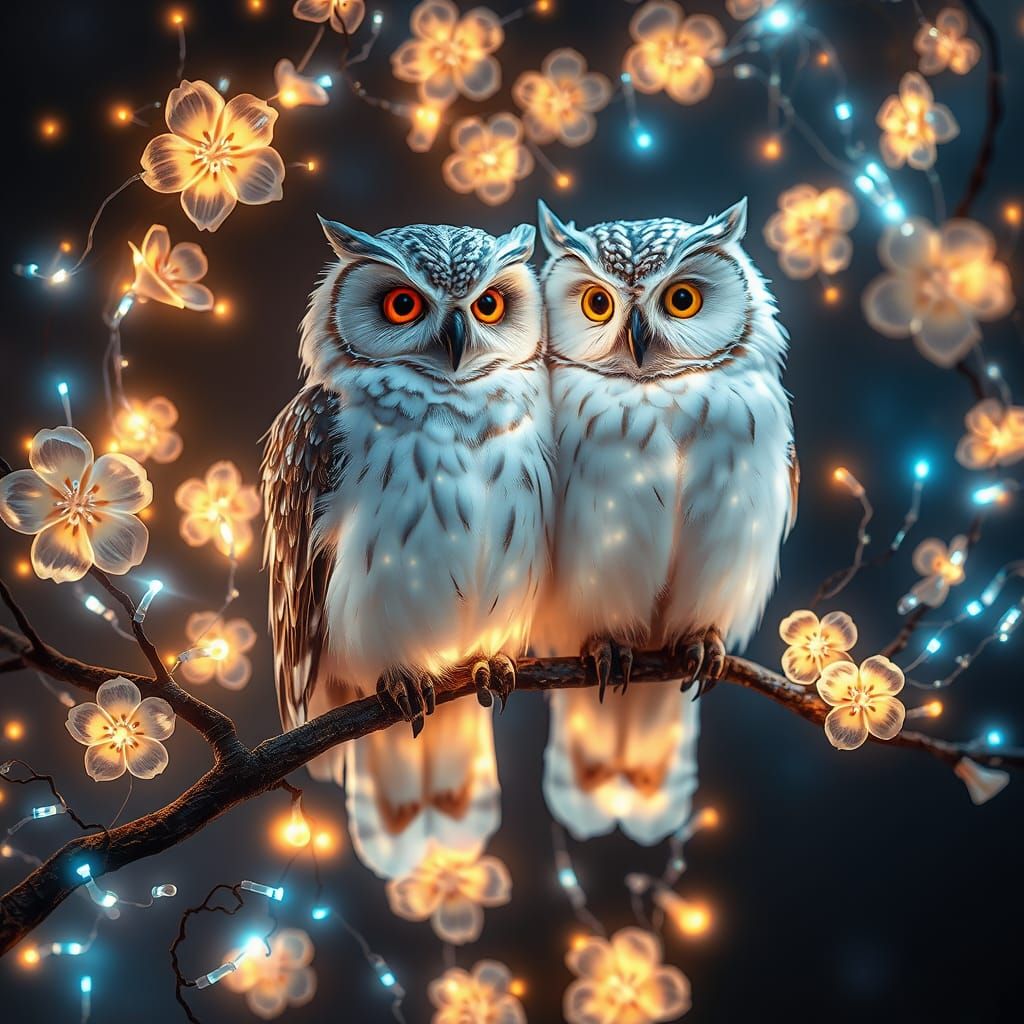 Whimsical Fiber Optic Florals with Majestic Owls