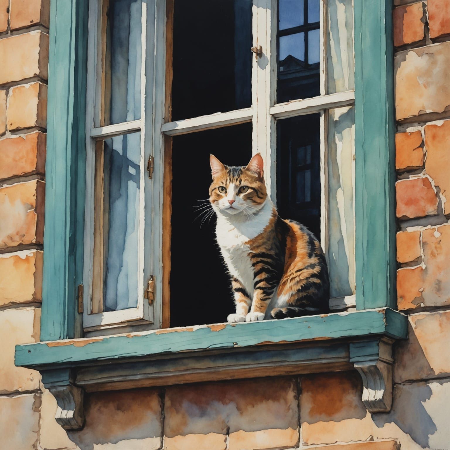 Contented Cat Watches Street Life Unfold