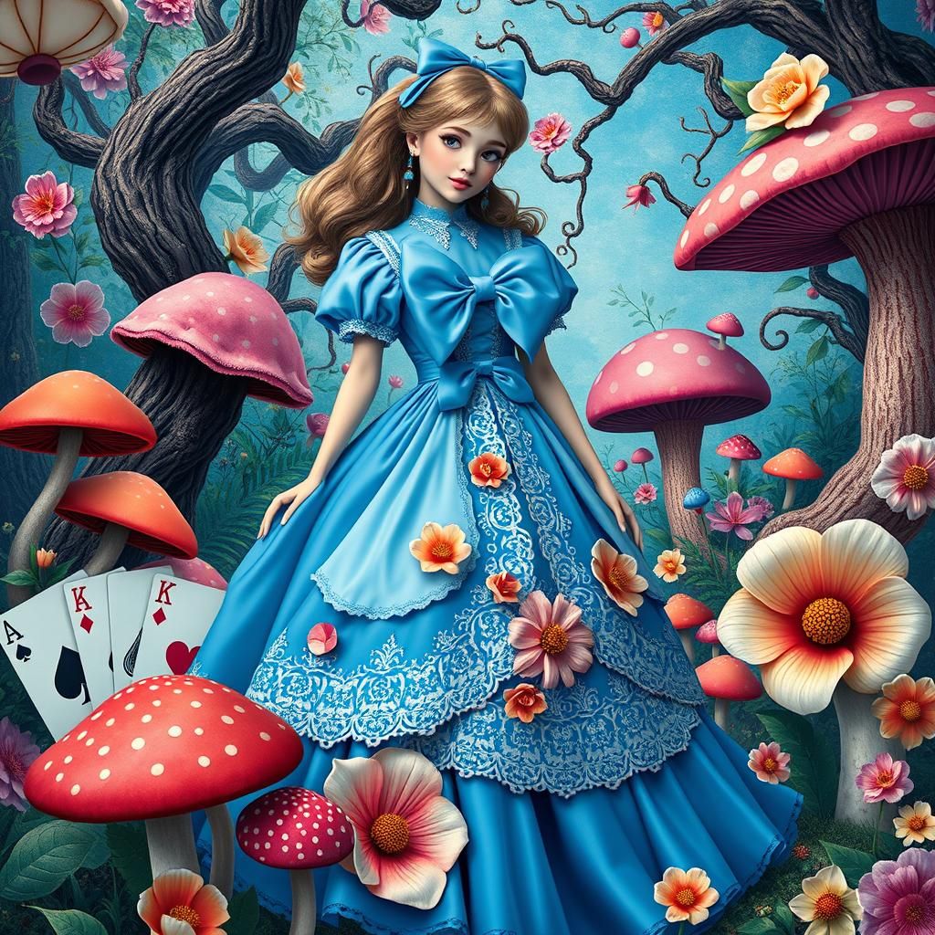 Alice in Wonderland Digital Illustration in Dream Garden