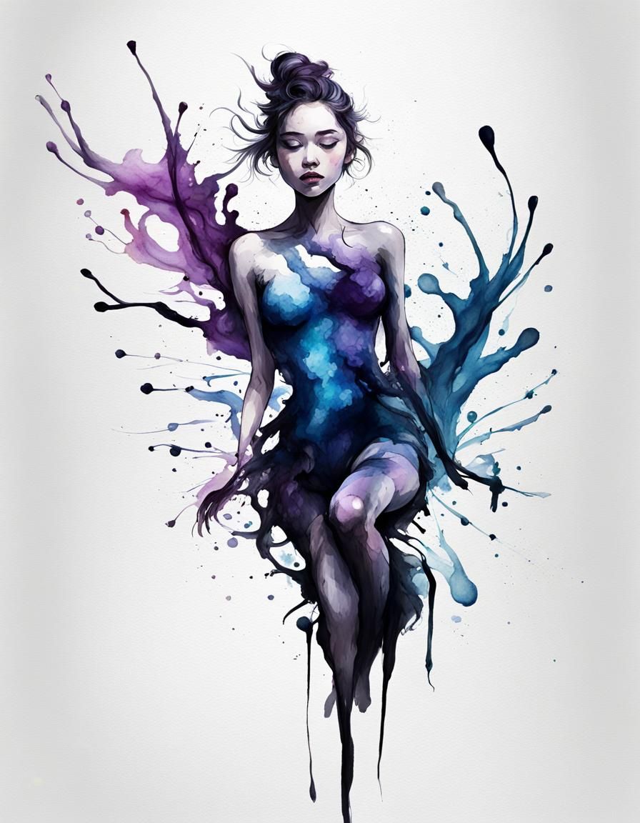 Ink Splatter Fairy in Psychedelic Style