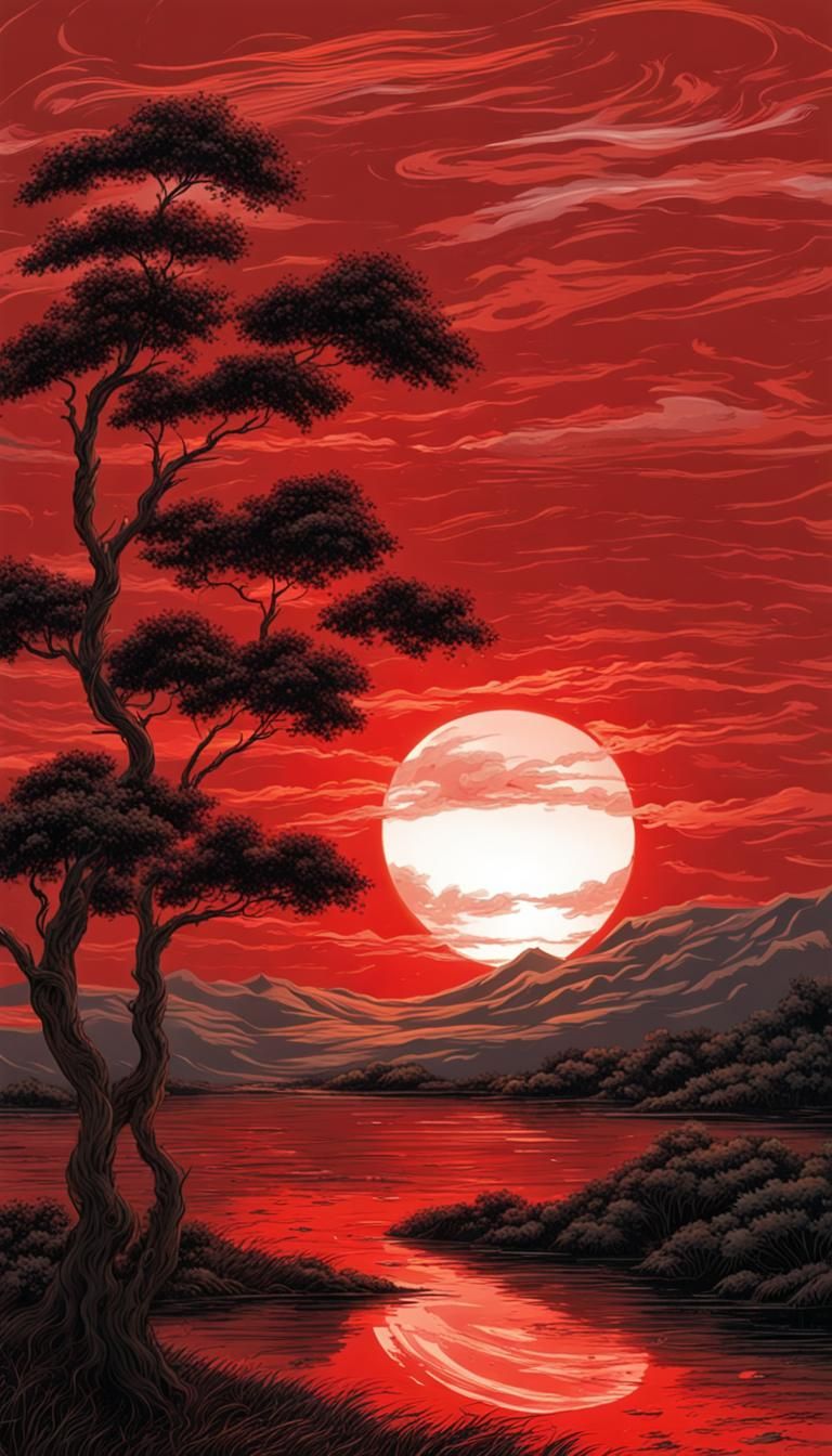 Swirling Clouds Dance Around a Red Sun