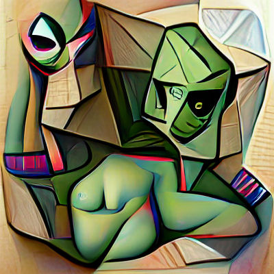 Cubist Alien Portrait: Abstract Sci-Fi Art
