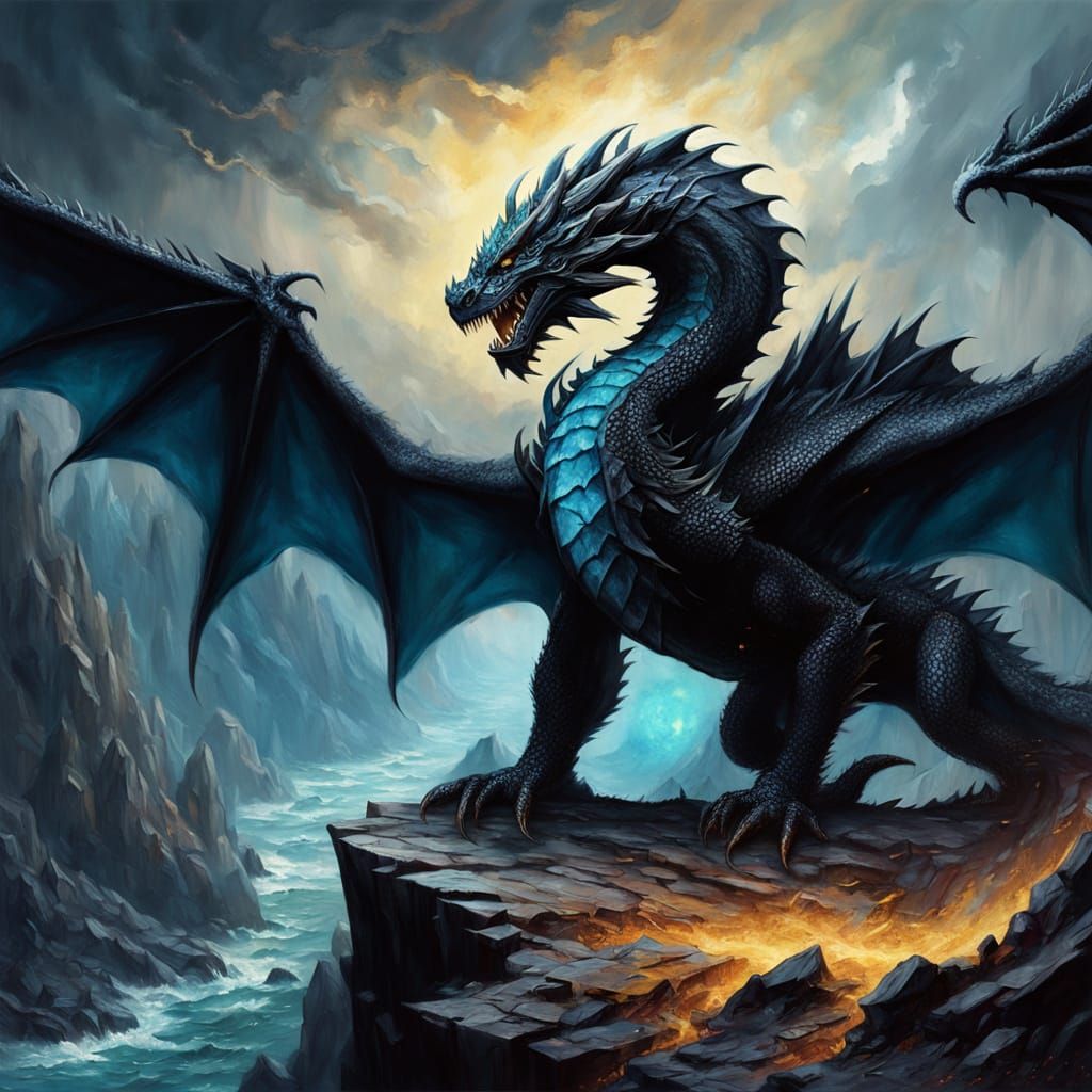Gothic Dragon Masterpiece in Hyper-Realistic Oil Painting
