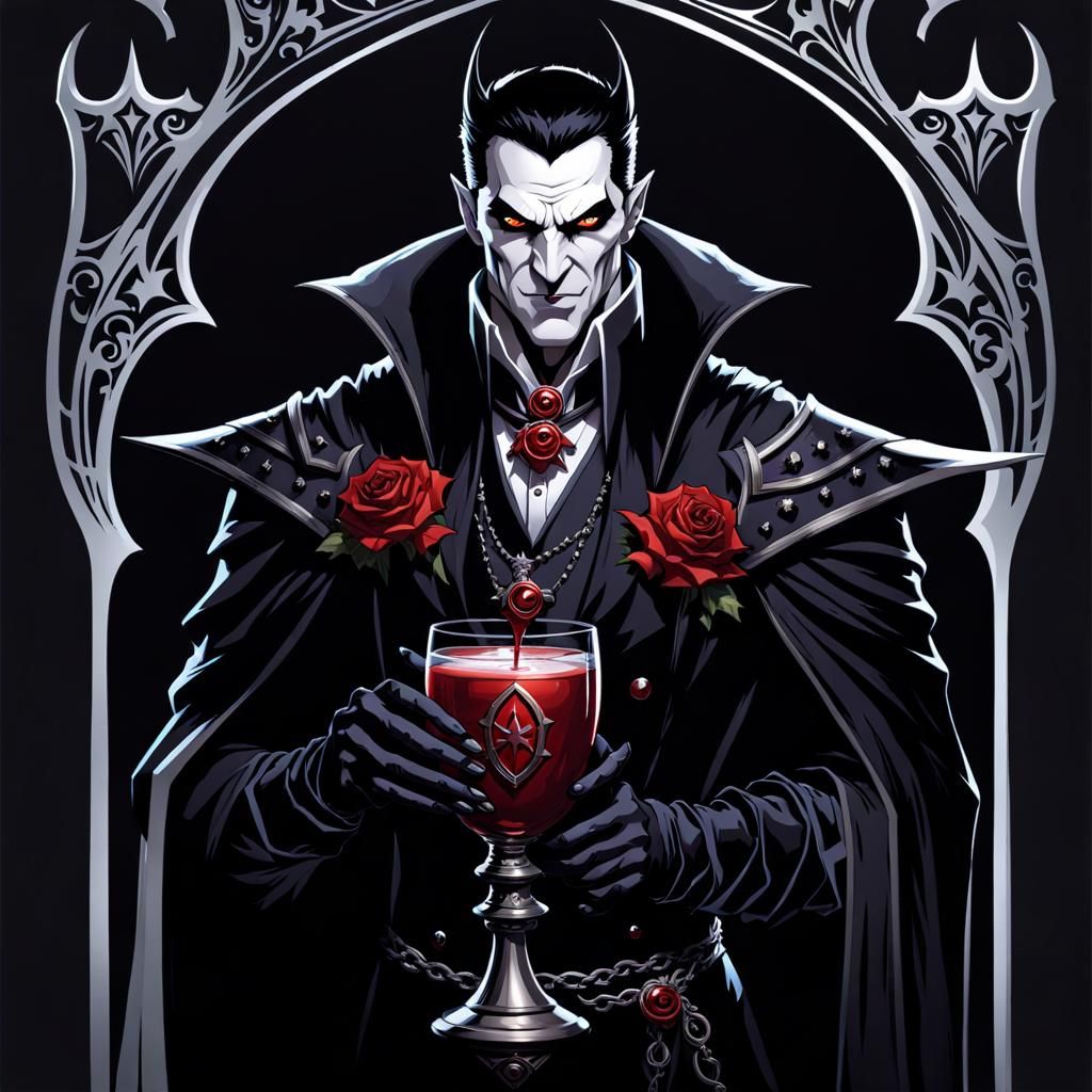 Charismatic Vampire Lord in Gothic Crypt
