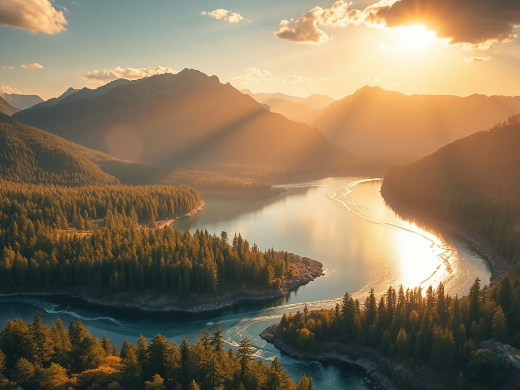 Surreal Mountain Lake Landscape in Ancient Wilderness