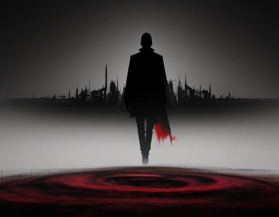 Surreal Figure in Abstract Void with Warped Eye