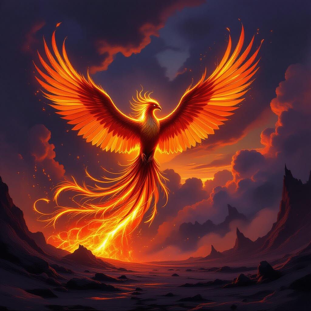 Majestic Phoenix Rises From Volcanic Ash
