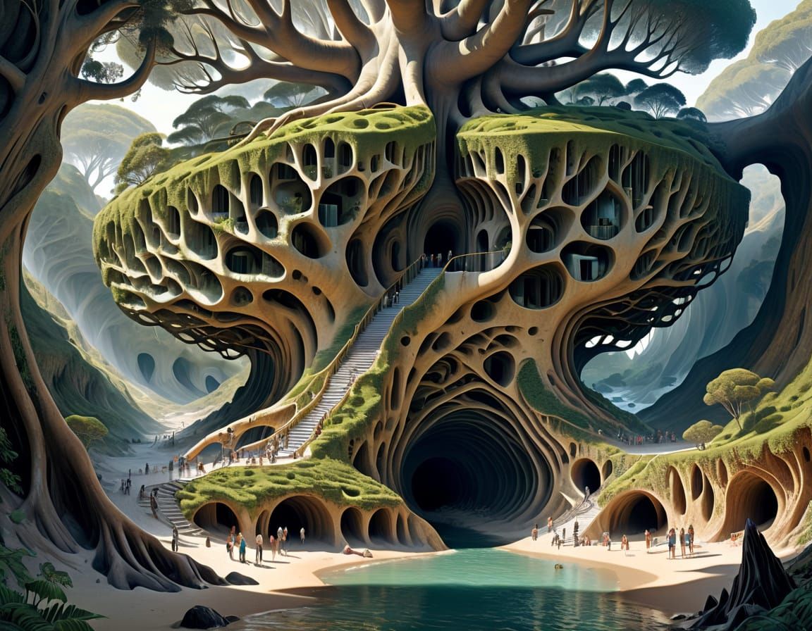 Fantasy Caves Under Petrified Eucalyptus Tree