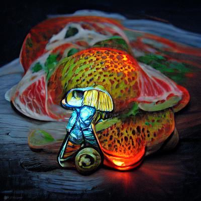 Glowing Bioluminescent Amanita Muscaria Mushroom