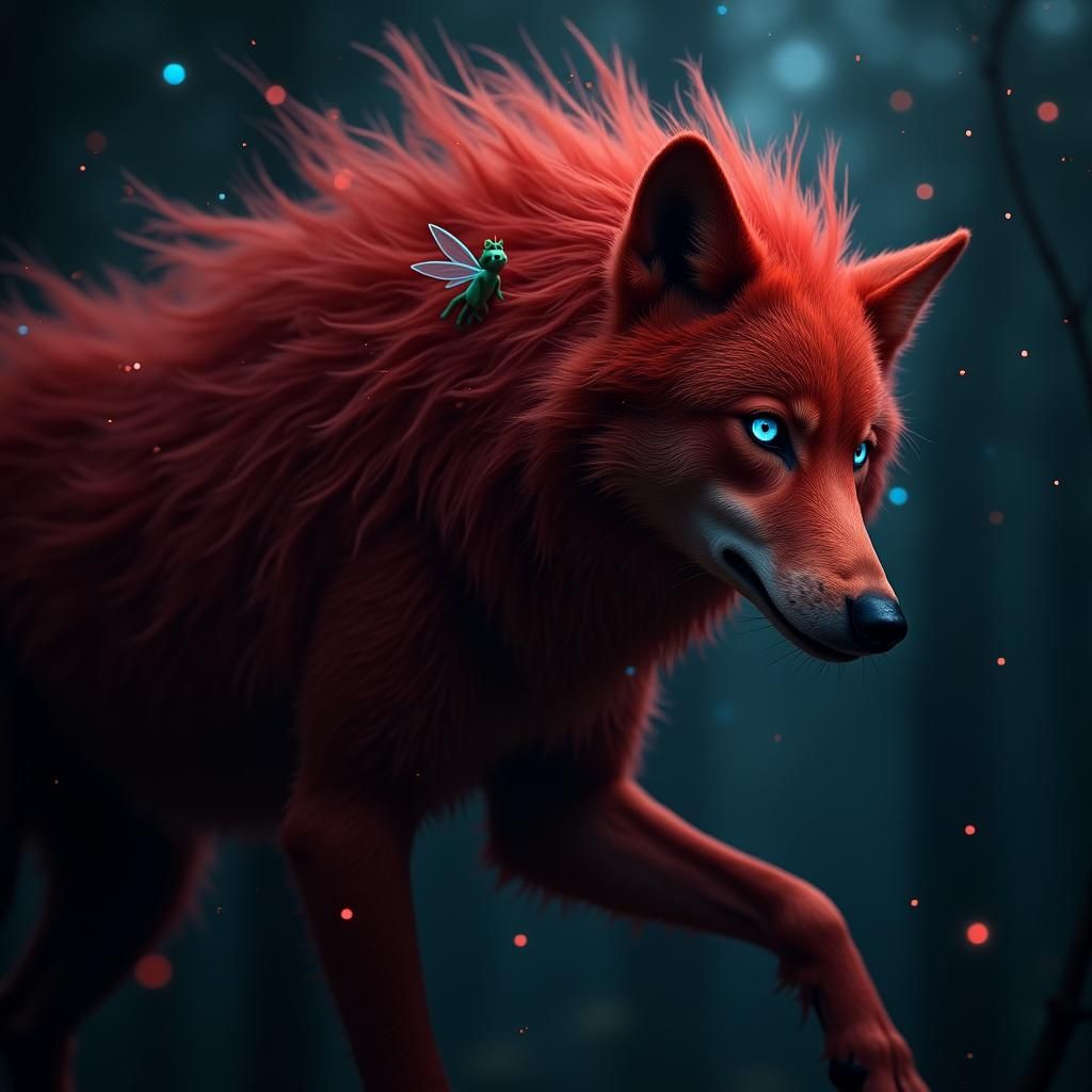 Majestic Red She-Wolf in Hyperrealistic Digital Art