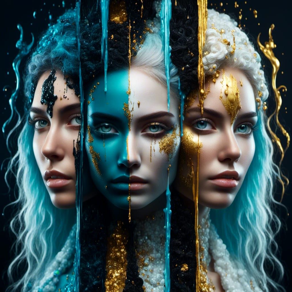 Yin Yang Split Portrait of a Woman