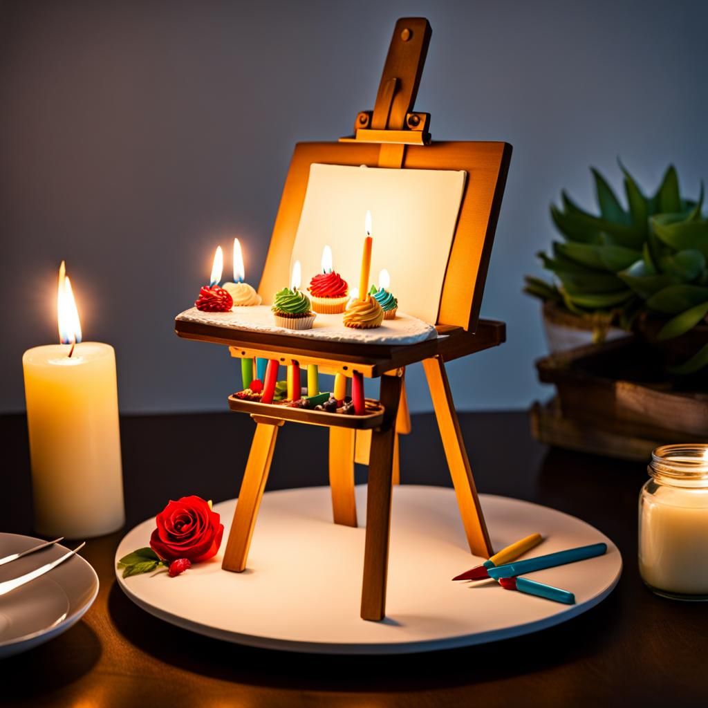 Adorable Birthday Cake on Artist Easel