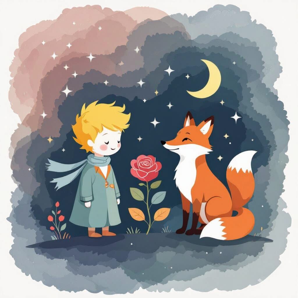 Little Prince Icons Vector Logo Watercolor Style