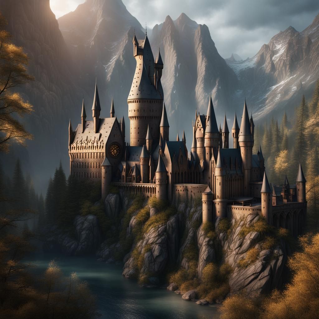 Detailed Matte Painting of Hogwarts in Unreal Engine 5