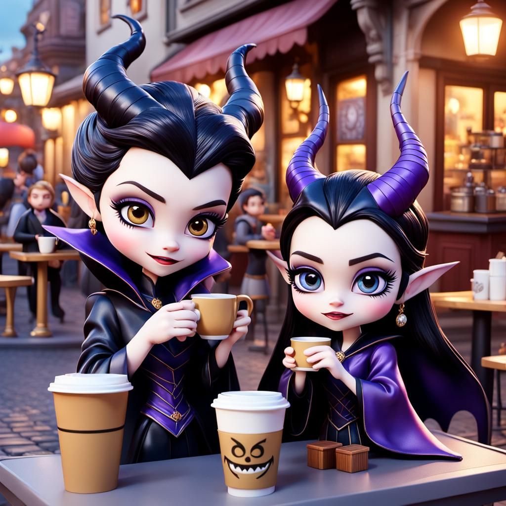 Disney Villains Enjoy Coffee in a Charming Scene