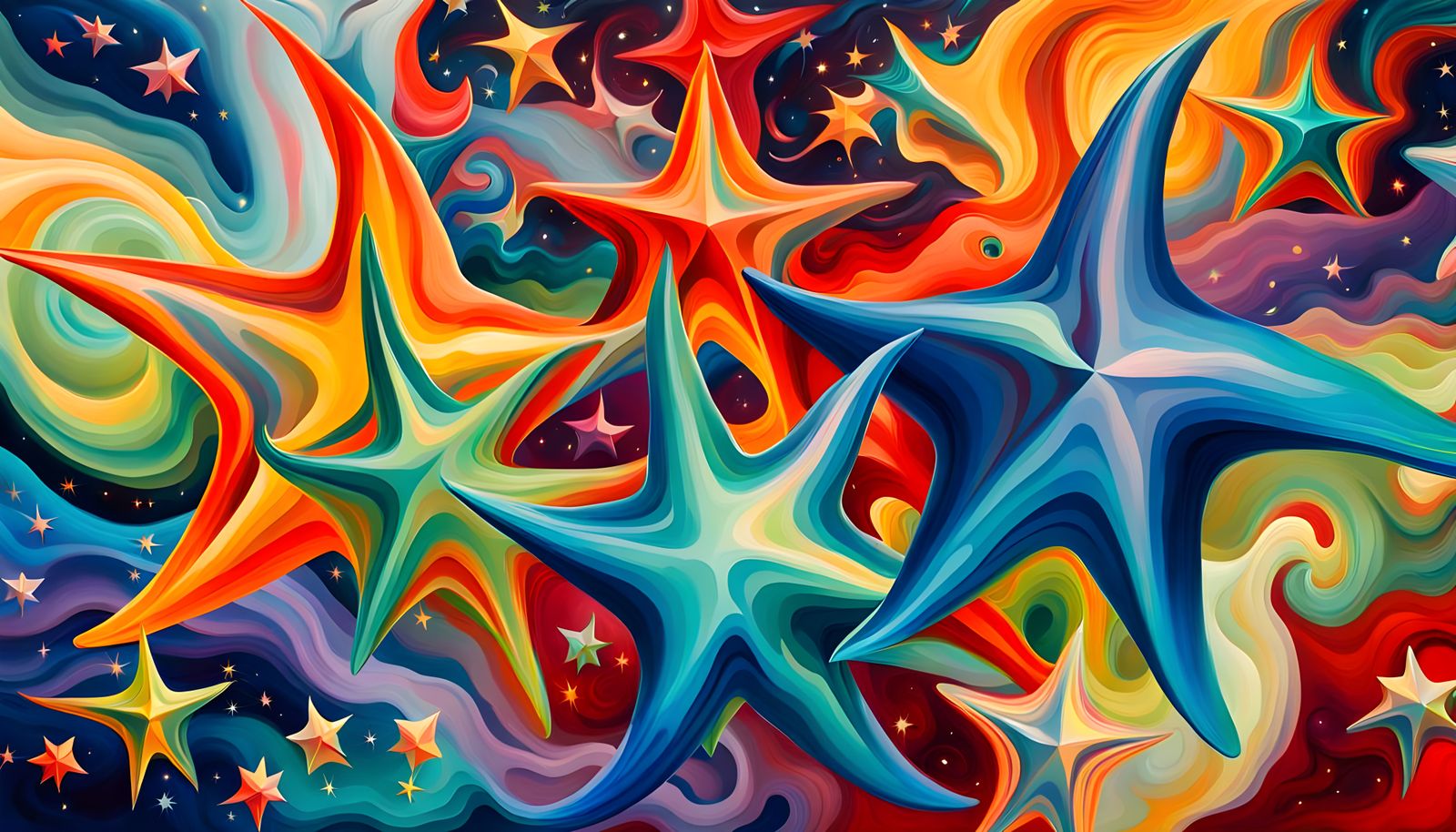 Swirling Stars in Impasto Style with Magnetic Maelstroms