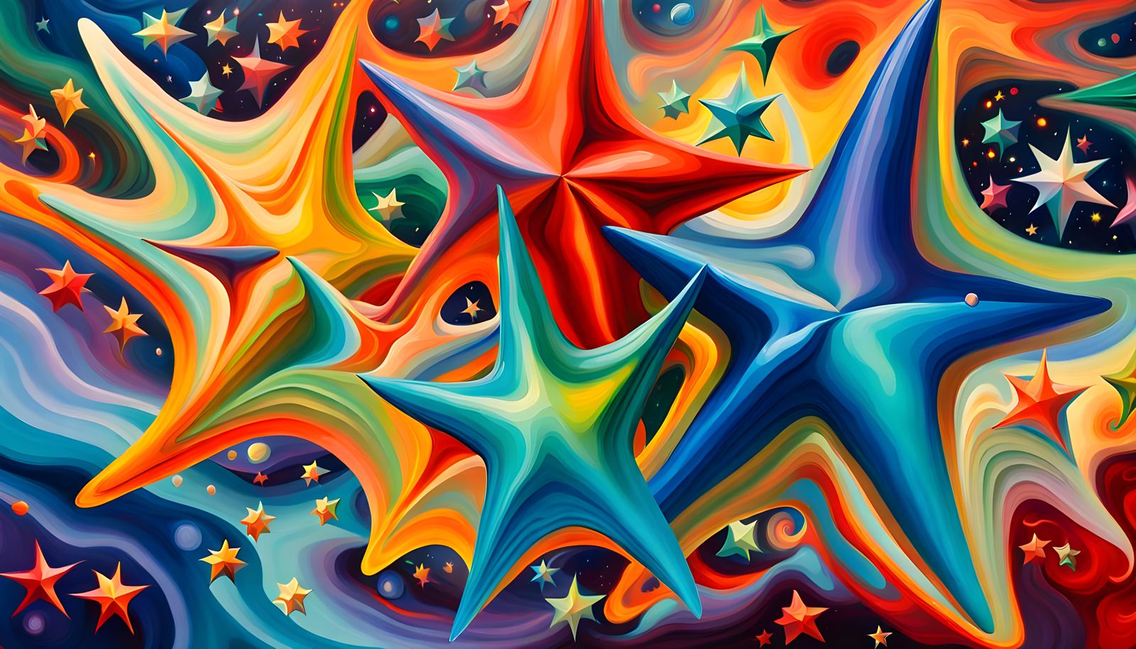 Vivid Celestial Star Cluster in Impasto Style