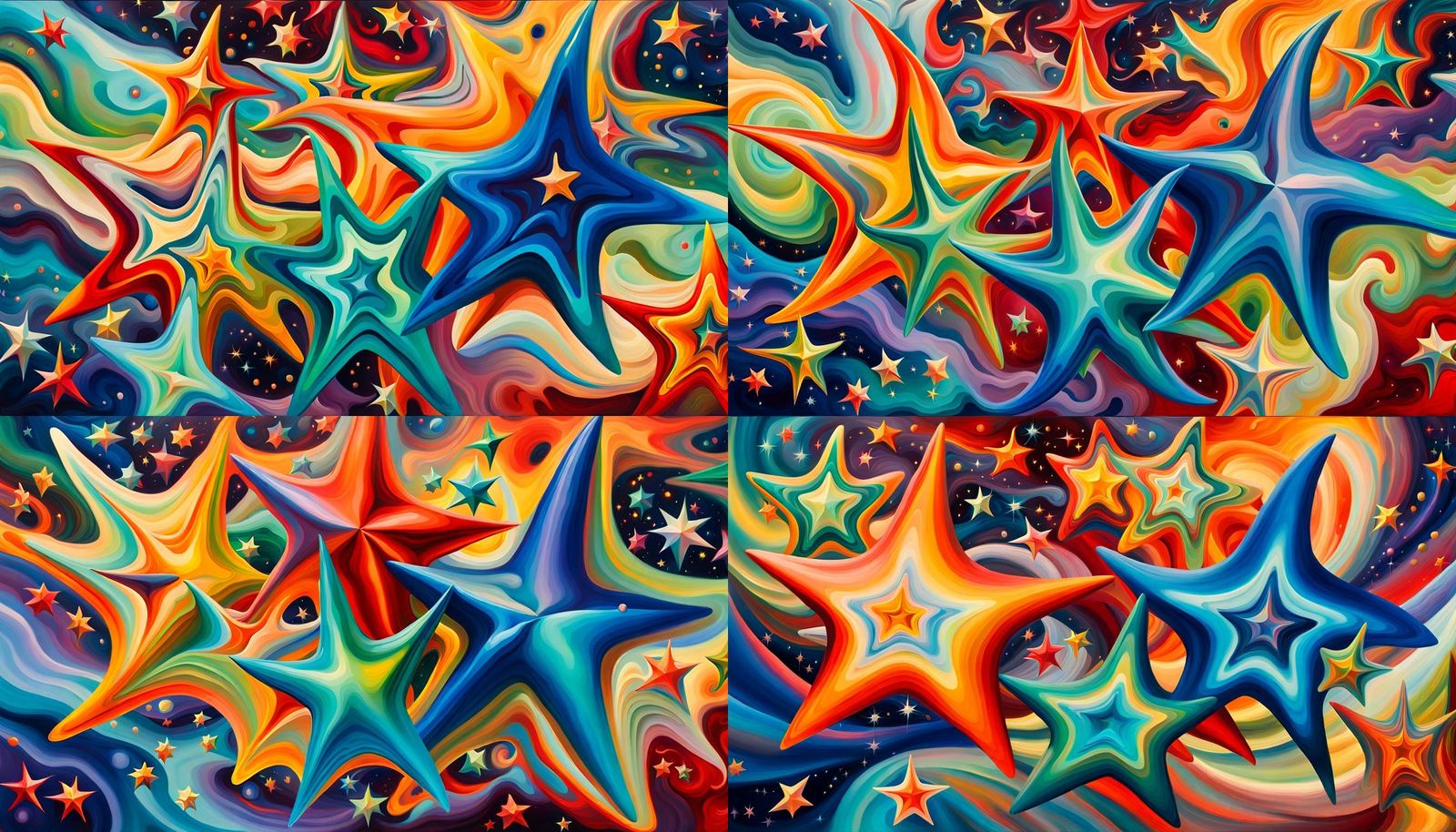Vivid Stars United by Magnetic Maelstroms, Impasto Painting