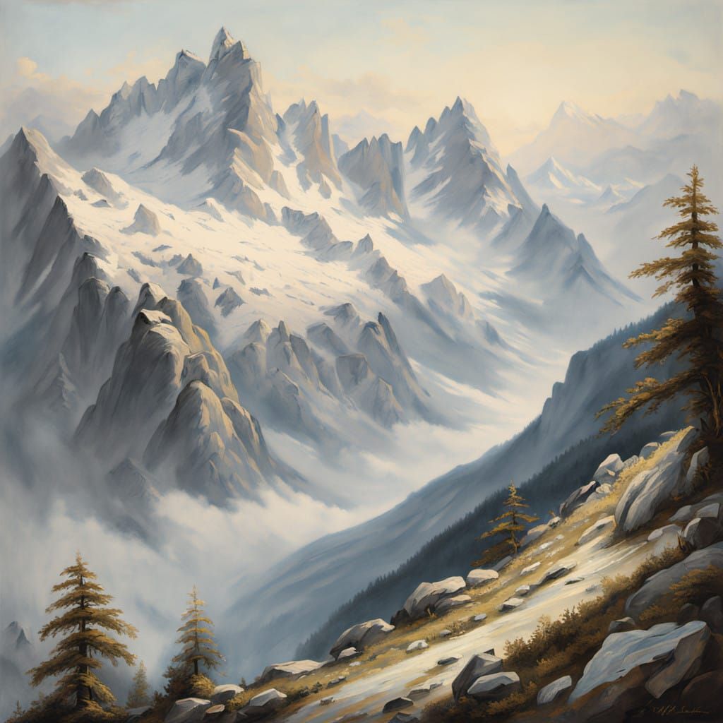 Alpine Botanical Masterpiece in the Style of Ferdinand Bauer