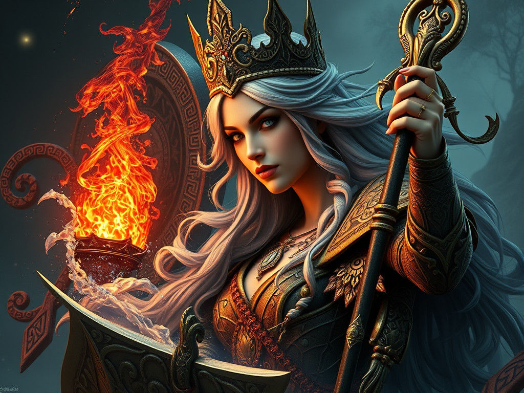 Fantastical Celtic Queen in Matte Painting Style