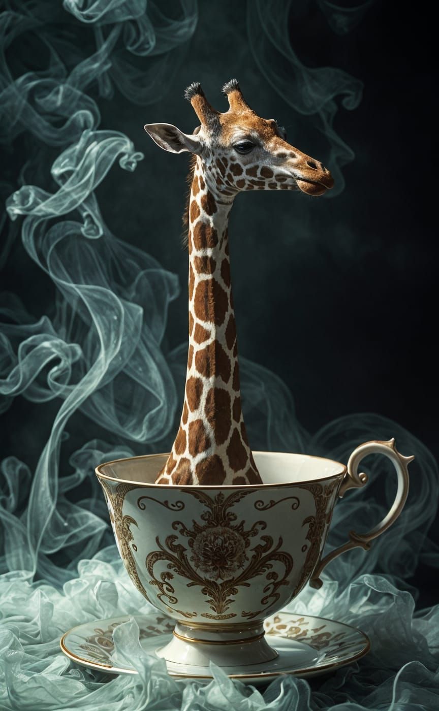 Giraffe in Teacup: A Masterpiece of Whimsy and Wonder