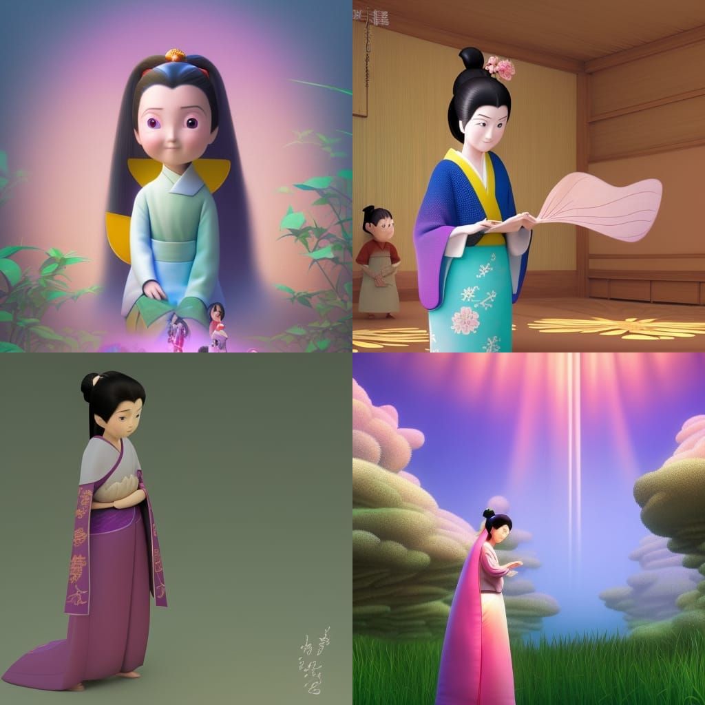 Princess Kaguya Reimagined as 3D Digital Art