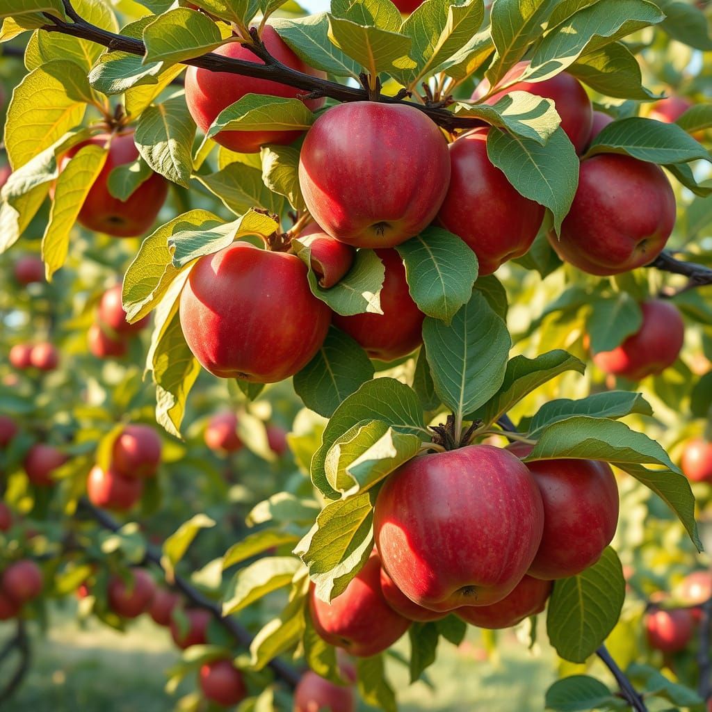 Honeycrisp Apples in Orchard, Impressionist Painting