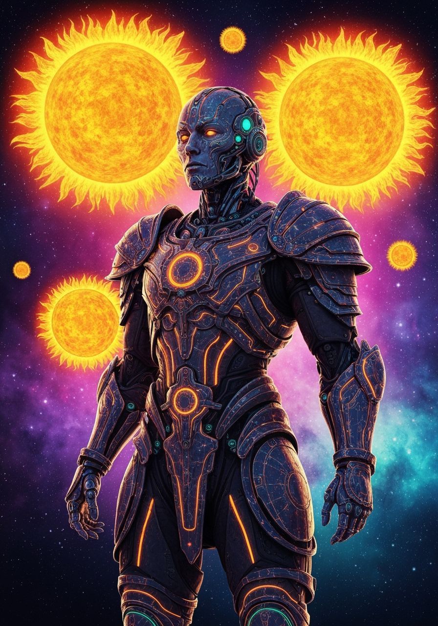 Solar Cyborg in Visionary Astral Art