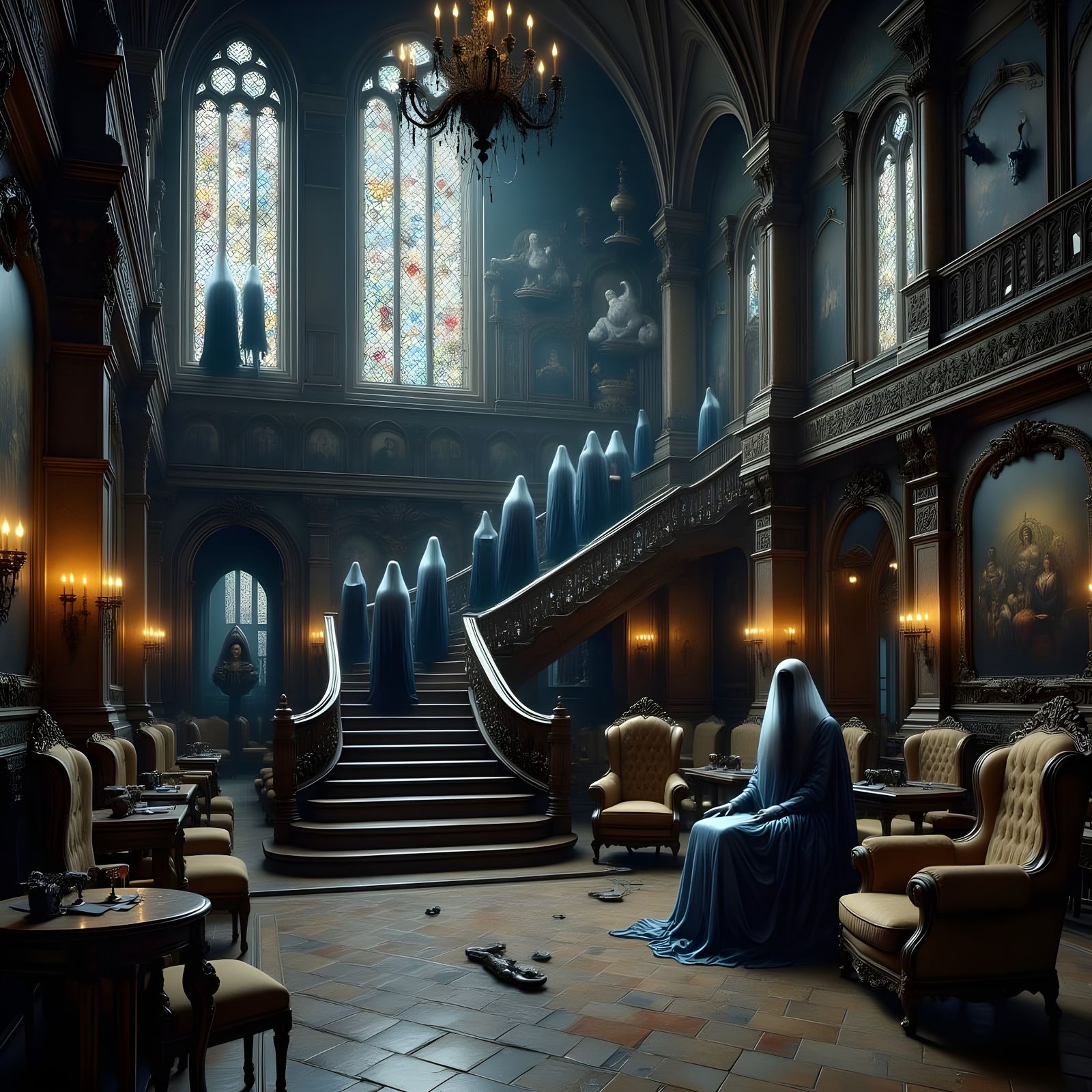 <lora:Flux Oil and Glory:1.0> A beautiful inside of a mediev...