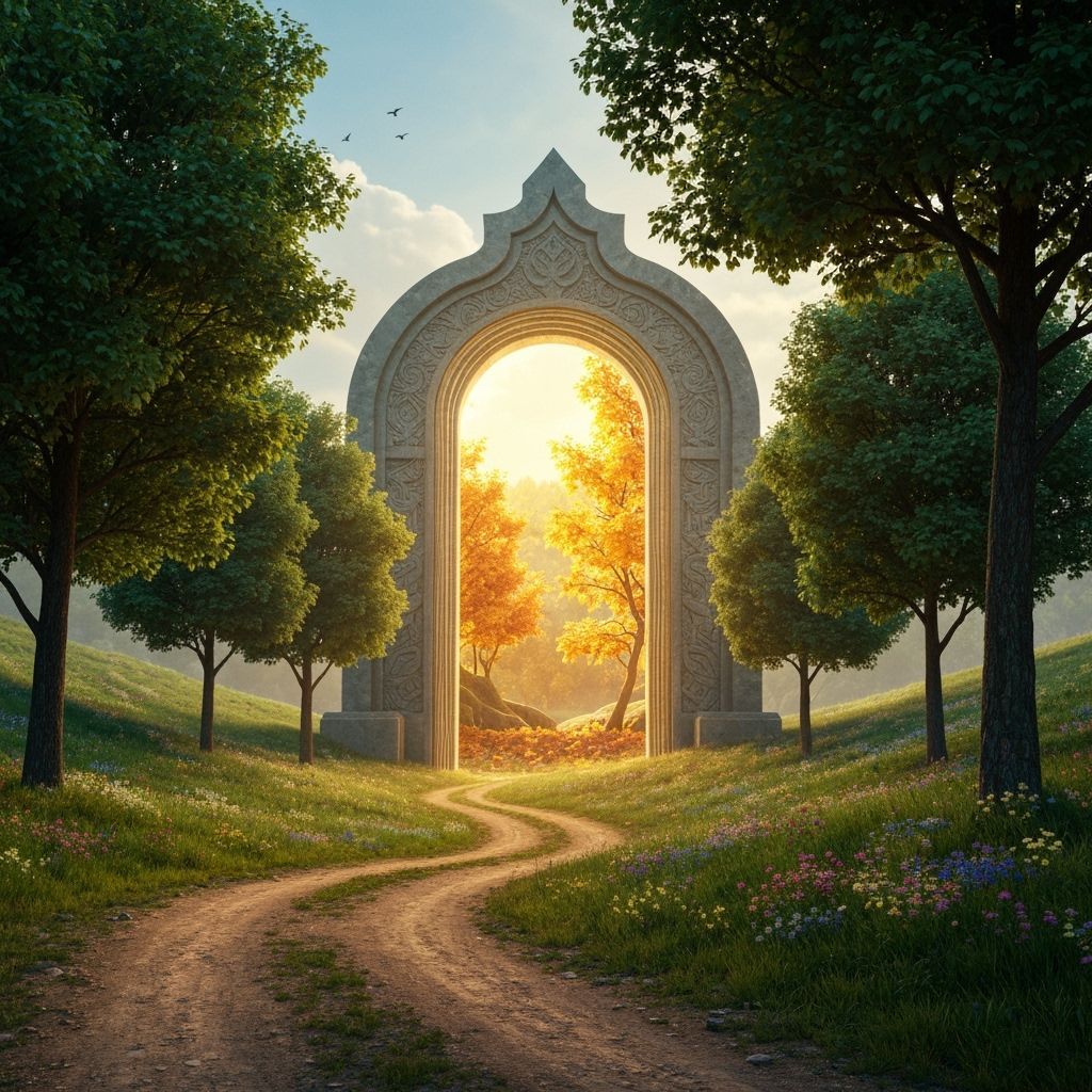 Summer Portal to Autumn Landscape in Epic Style