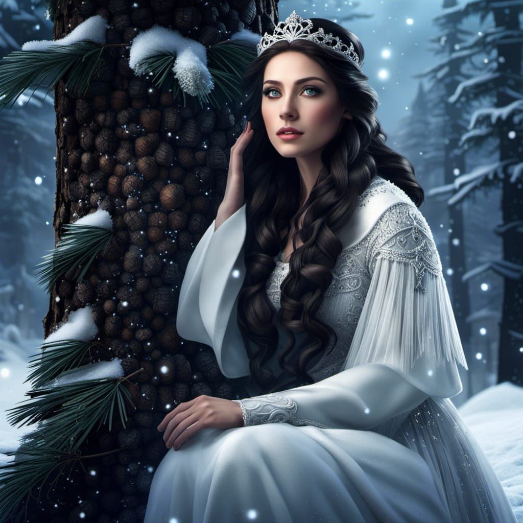 Winter Princess at Pine Tree in Unreal Engine 5