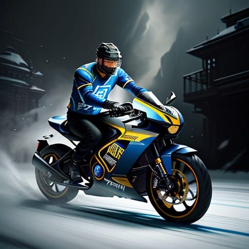 Futuristic Ice Hockey Rider in Cinematic Glory