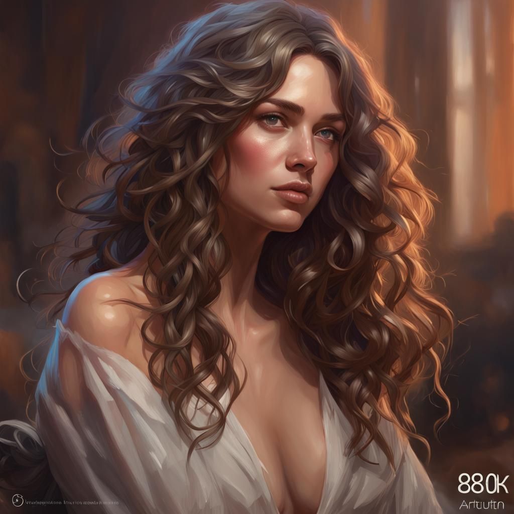 Nude Woman Portrait in Art Nouveau Style