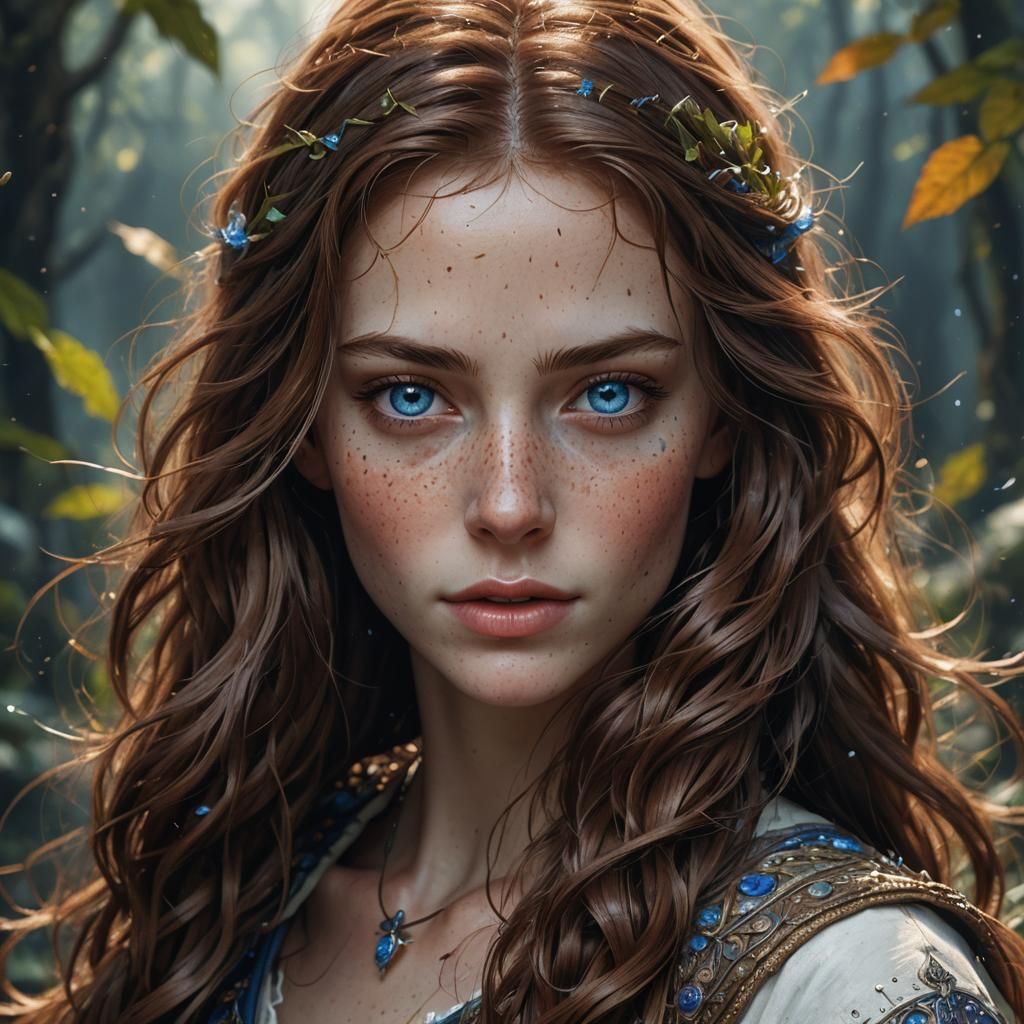 Stunning Female Portrait in Vibrant Fantasy Colors