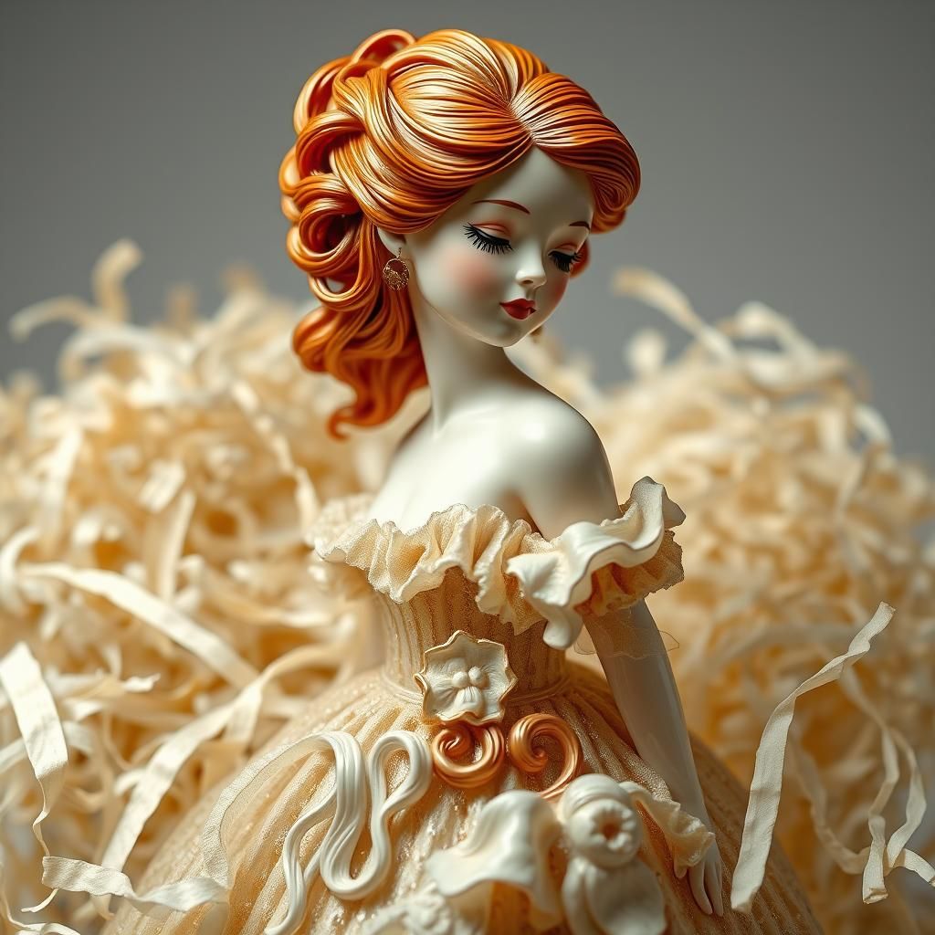 Enameled Glass Figurine of Girl with Baroque Hairstyle