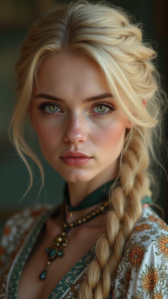 Slavic Beauty in Ornate, Hyperdetailed Portrait