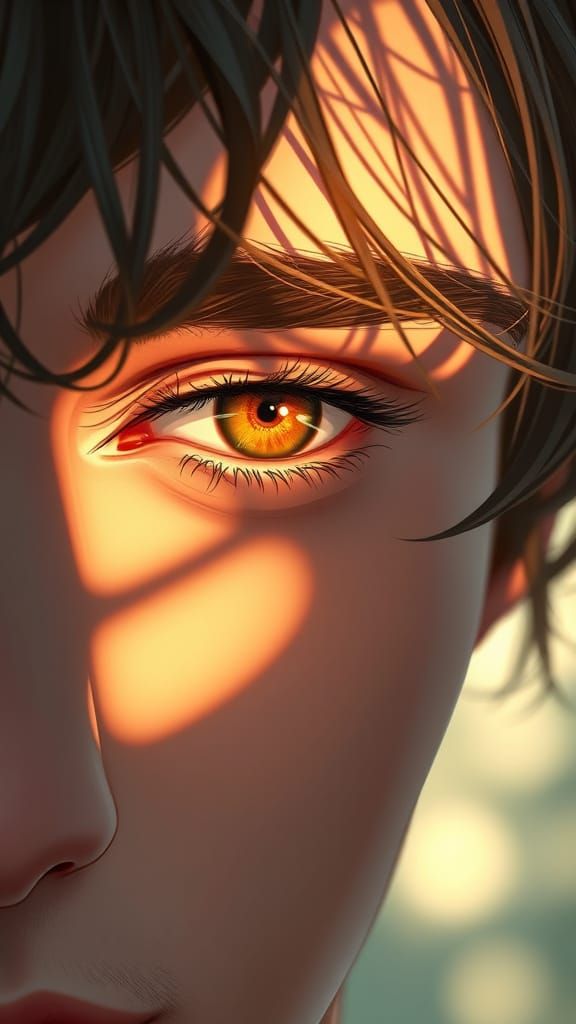 Man's Eye Opening in Morning Light, 2D Illustration